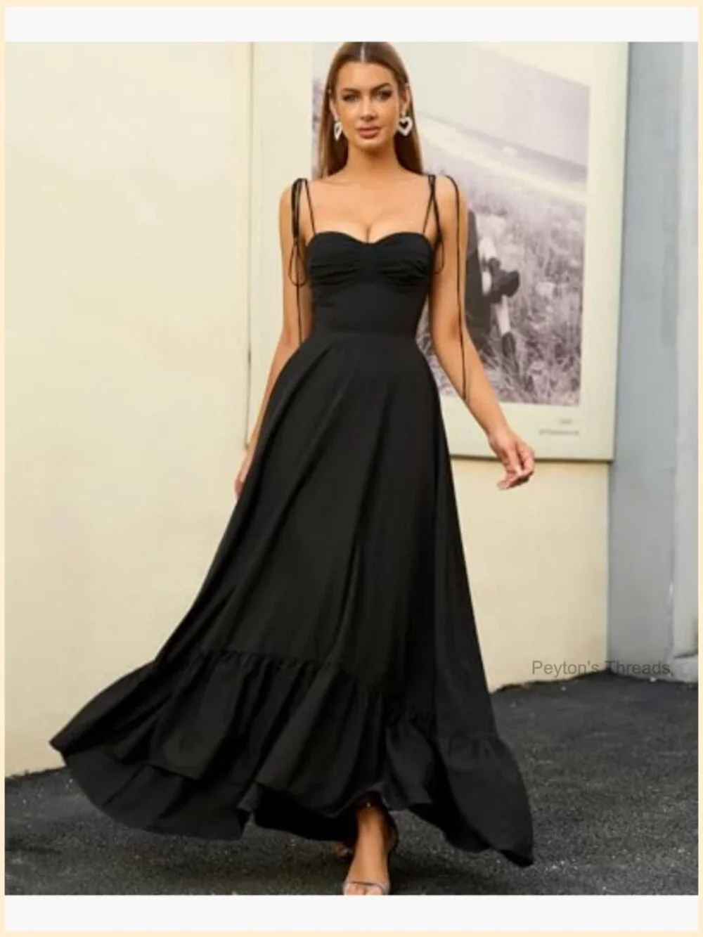 Sleeveless Smocked Maxi Dress Spaghetti Strap Ruffle A-Line - Picture 2 of 6